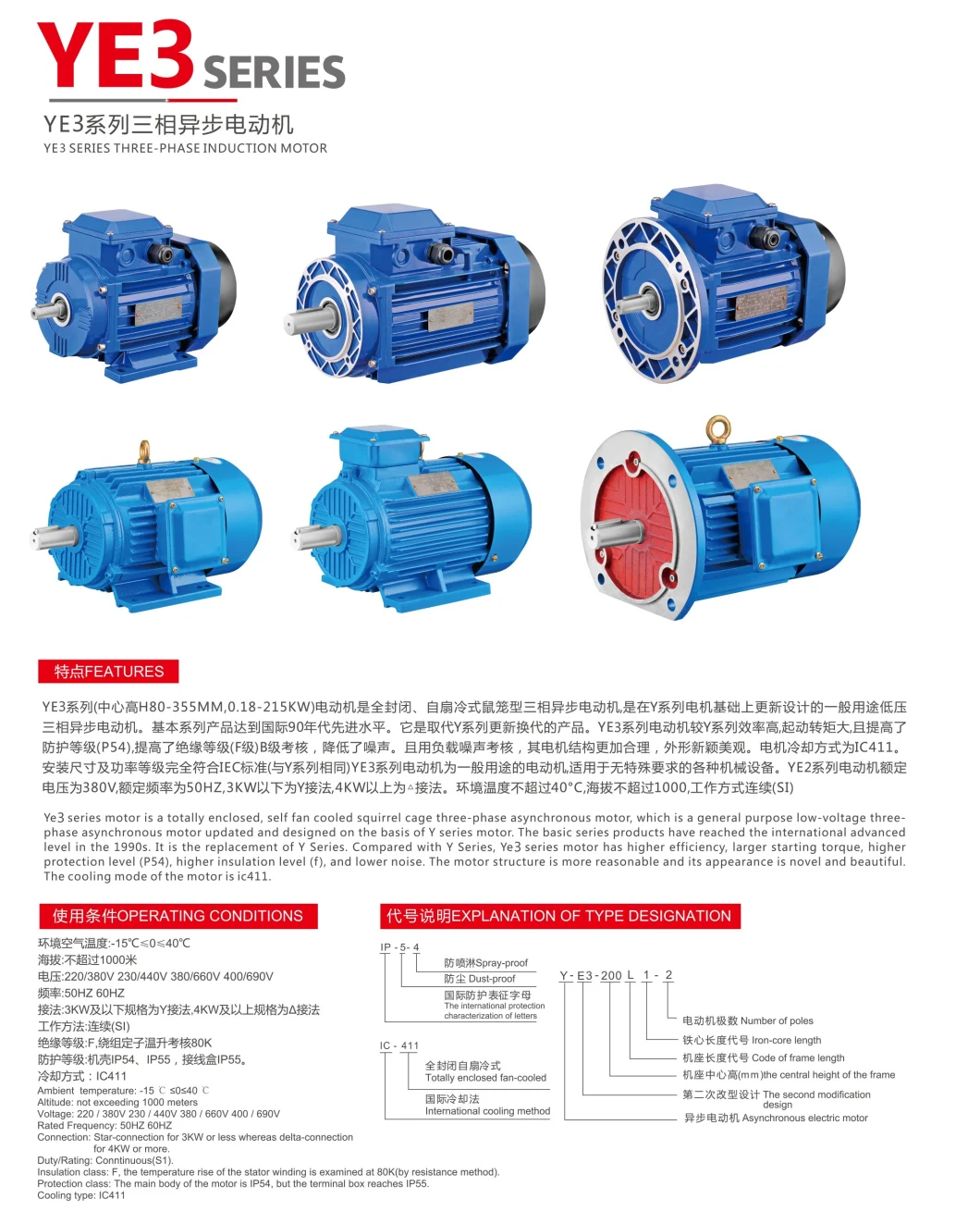 2.6kw Ie3 Three Phase AC Motors Iron Casting for Fan